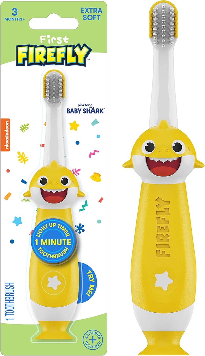 Firefly First Training Light Up Toothbrush, Baby Shark, Yellow - Image 1